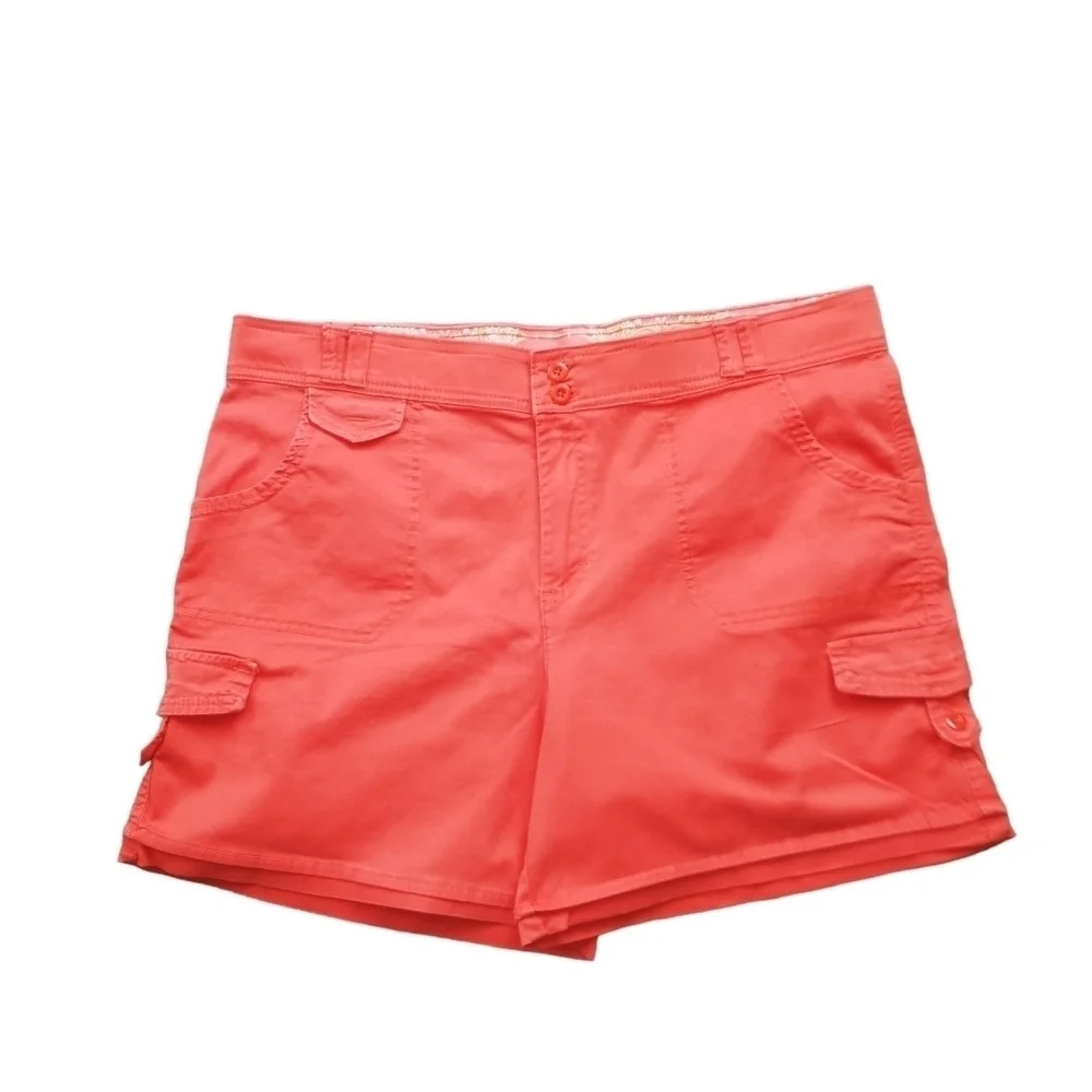 Gloria Vanderbilt High Waisted Orange Cargo Style Shorts 18